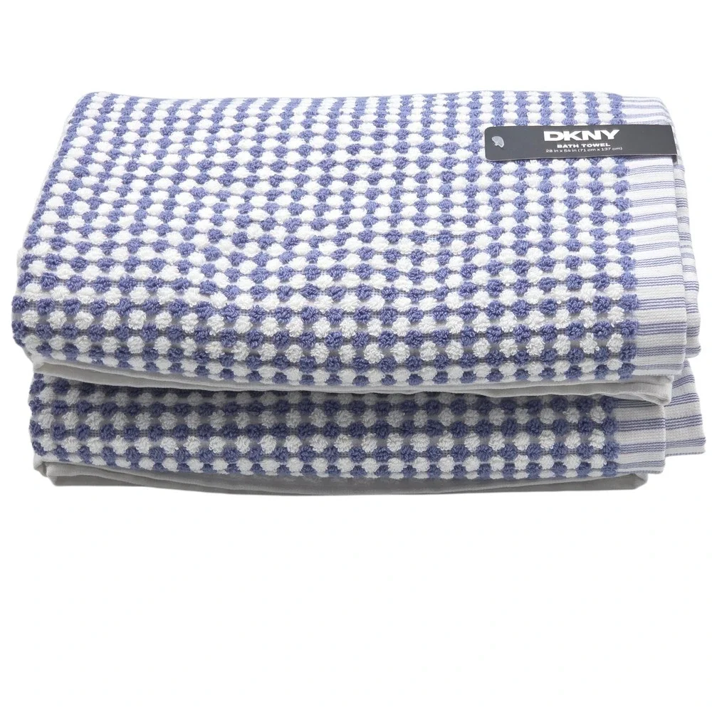 DKNY 8pc Cotton Towel Set 2 Bath 4 Wash 2 Hand  Blue And White Monet Tile Magnet